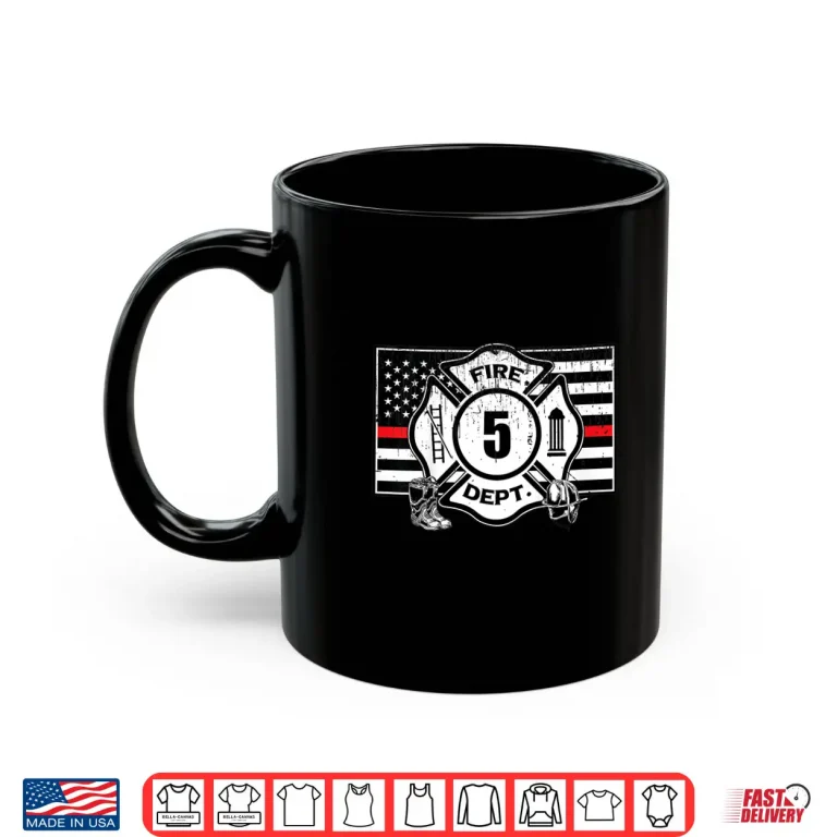 Mug 5th Birthday Firefighter Fire Truck 5 Year Old Shirt
