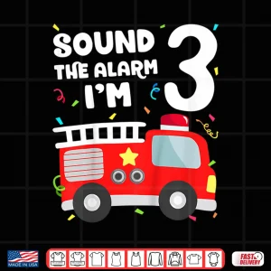 Design Fire Truck 3rd Birthday Firefighter 3 Year Old Shirt