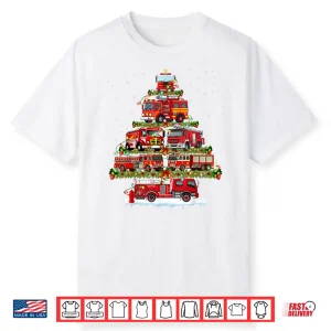 Fire Truck Xmas Lights Firefighter Fire Truck Christmas Tree Shirt