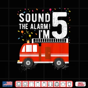 Design Fire Truck 5th Birthday 5 Year Old Firefighter Shirt