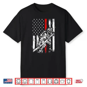 Firefighter Red Us Patriotic Funny Fireman American Flag Shirt