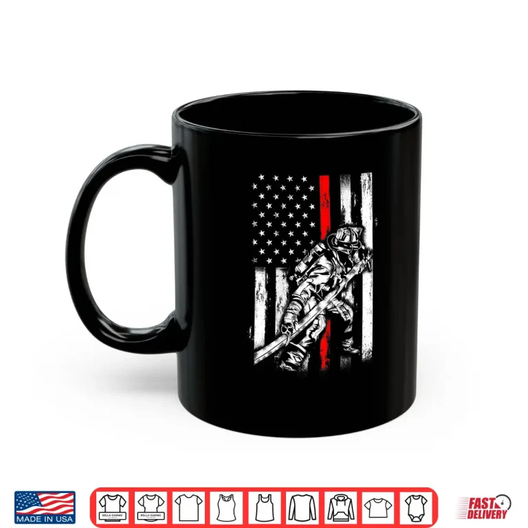 Mug Firefighter Red US Patriotic Funny Fireman American Flag Shirt
