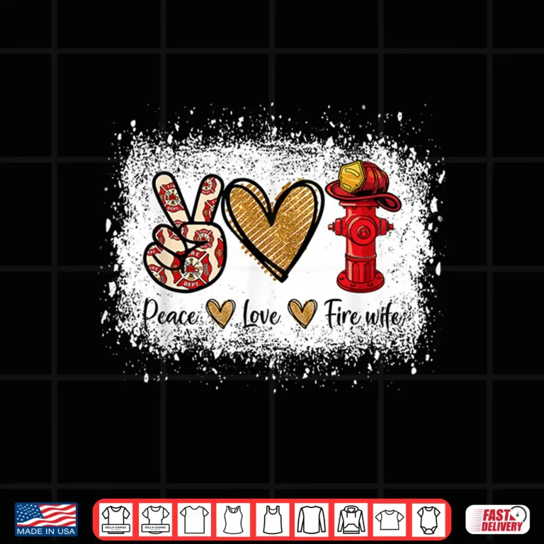 Design Firefighter Spouse Life Peace Love Heart Shirt