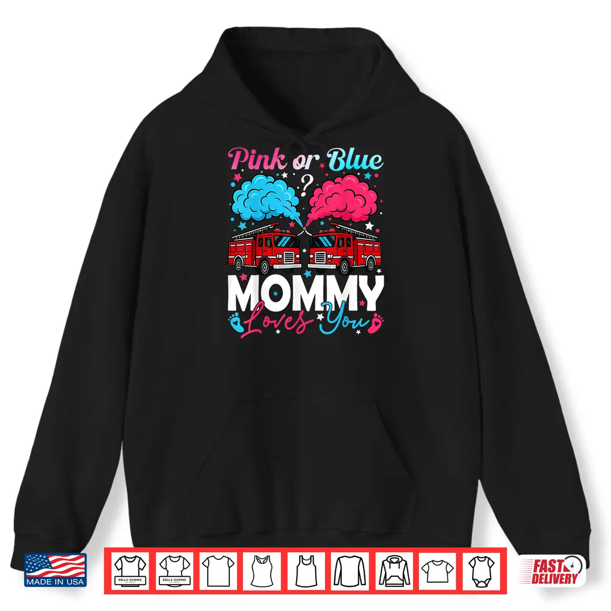 Pink Or Blue Mommy Firefighter Baby Gender Reveal Family Shirt Pink Or Blue Mommy Firefighter Baby Gender Reveal Family Shirt