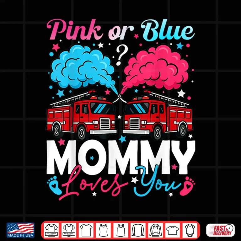 Design Pink Or Blue Mommy Firefighter Baby Gender Reveal Family Shirt