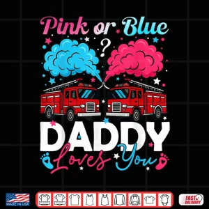 Design Pink or Blue Firefighter Baby Gender Reveal Family Shirt