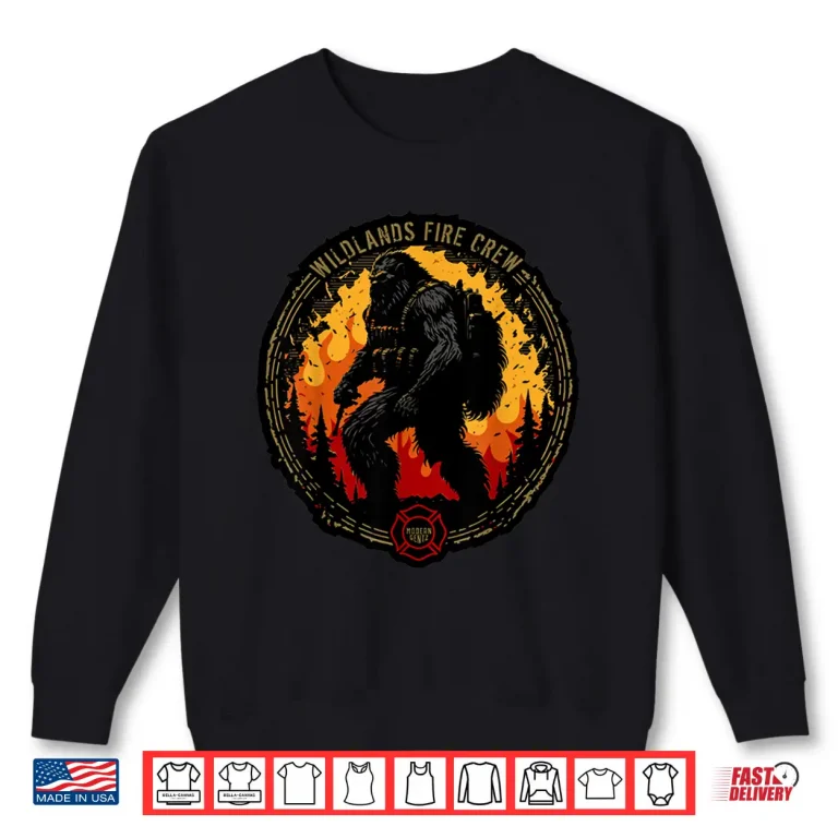Sweatshirt Retro Bigfoot Wildland Firefighter Sasquatch Fireman Gifts Shirt