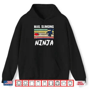 Mens Mail Slinging Ninja Mailman Mail Carrier Retro Postman Shirt
