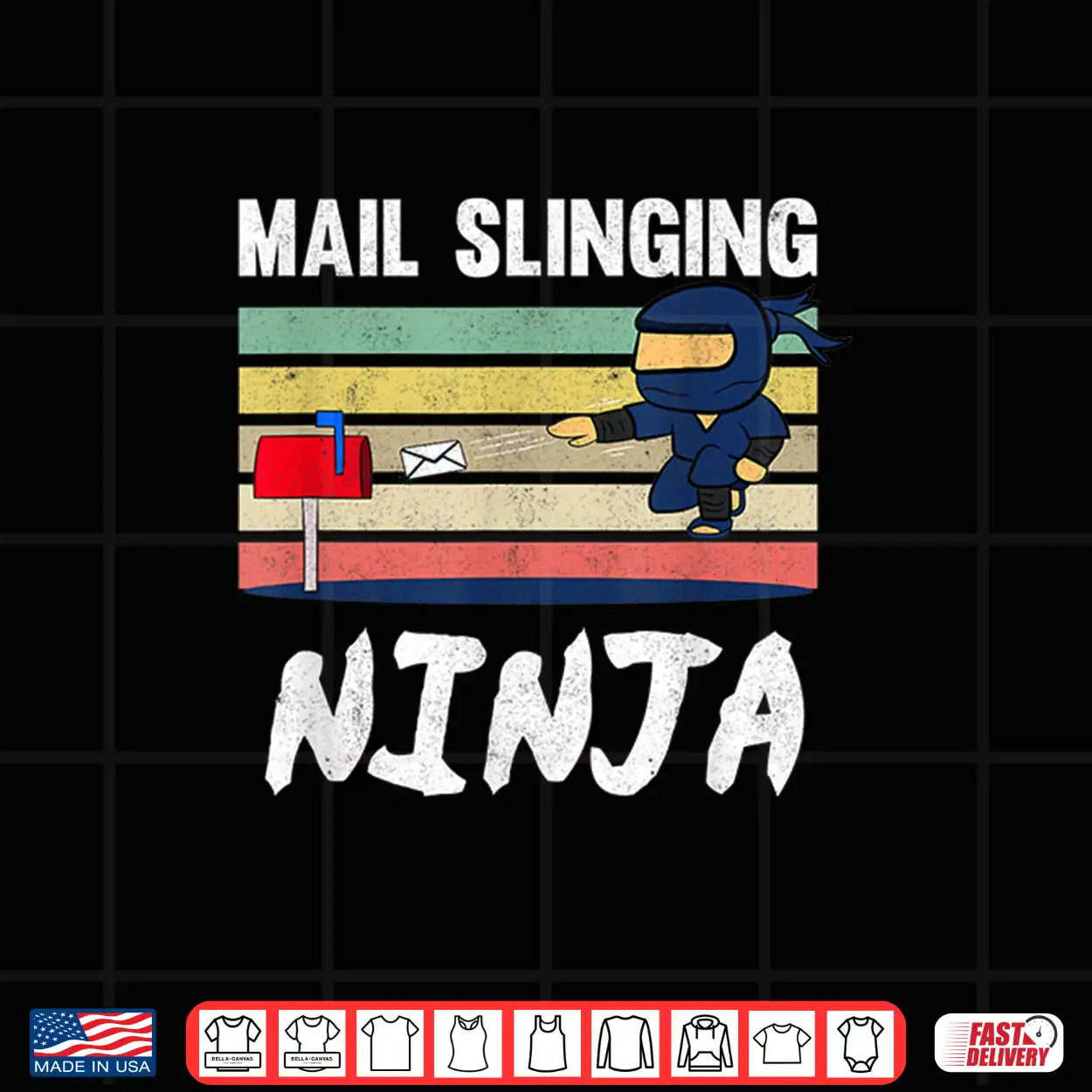Mens Mail Slinging Ninja Mailman Mail Carrier Retro Postman Shirt Mens Mail Slinging Ninja Mailman Mail Carrier Retro Postman Shirt