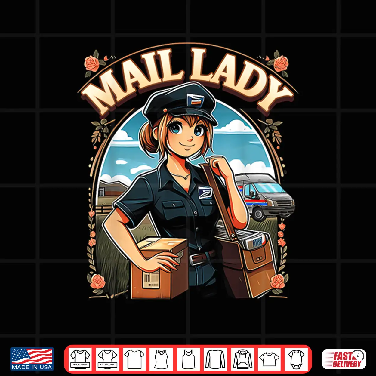 Women First Class Mail Lady Cute Postal Worker Rural Carrier Shirt Women First Class Mail Lady Cute Postal Worker Rural Carrier Shirt