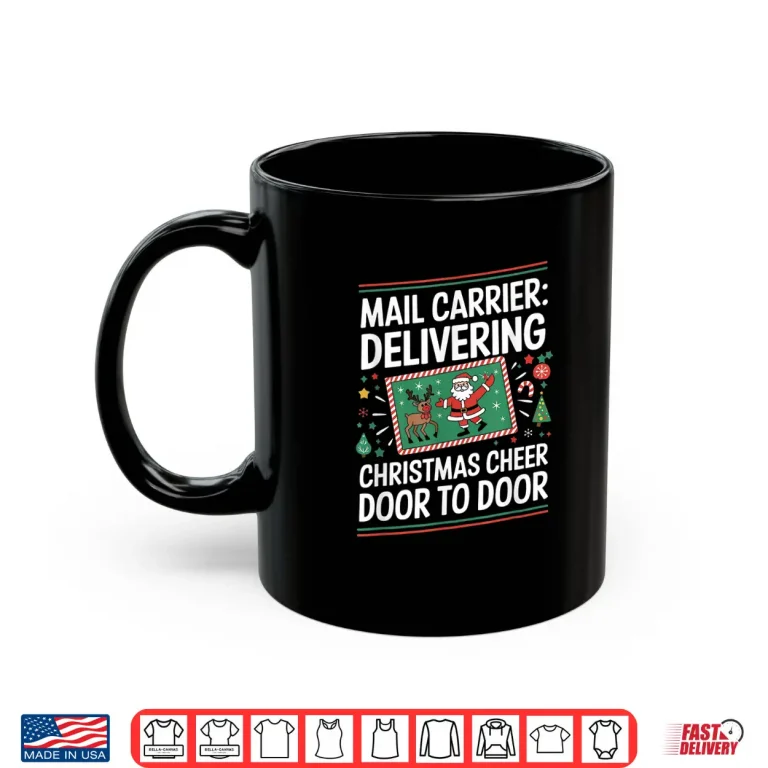Mug Mail Carrier Delivering Christmas Mailman Postal Worker Xmas Shirt
