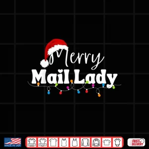 Design Merry Mail Lady Christmas Santa Postal Worker Mail Carrier Shirt
