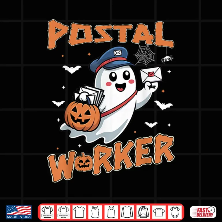Design Postal Worker Pumpkin Post Office Staff Ghost Halloween Shirt