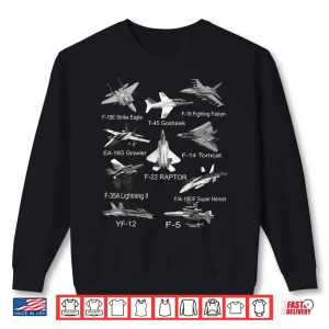 Sweatshirt American Fighters Jets F22 Raptor F14 Tomcat Plane Spotting Shirt