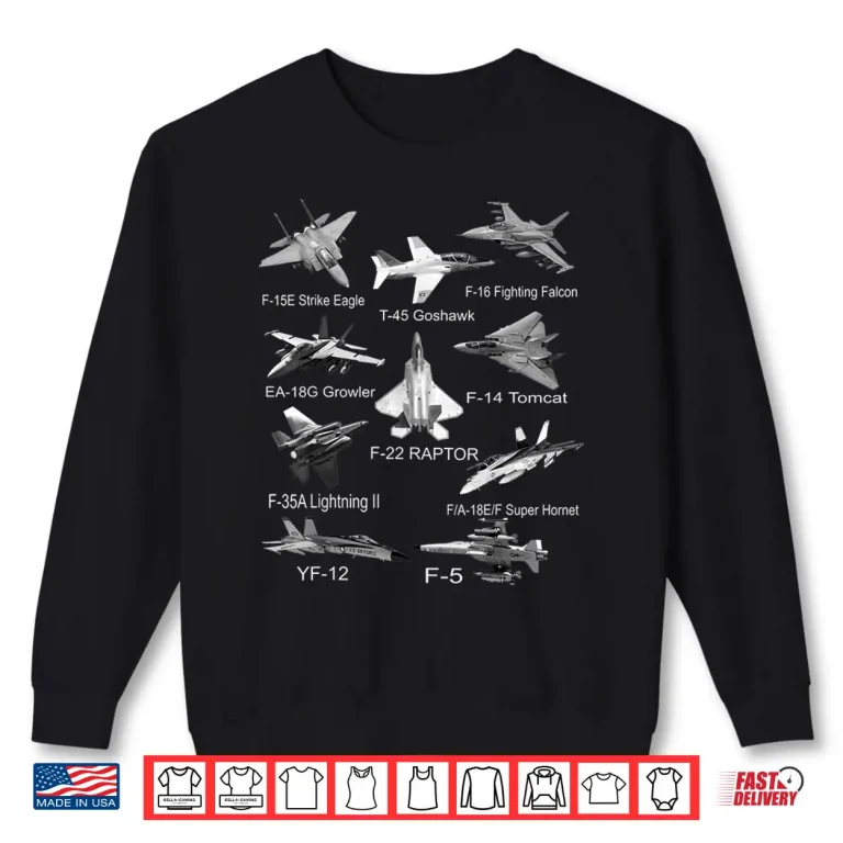 Sweatshirt American Fighters Jets F22 Raptor F14 Tomcat Plane Spotting Shirt