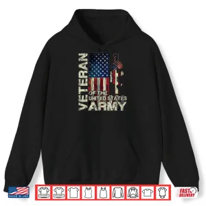 Hoodie Distressed American Flag US Army Veteran Gift Shirt