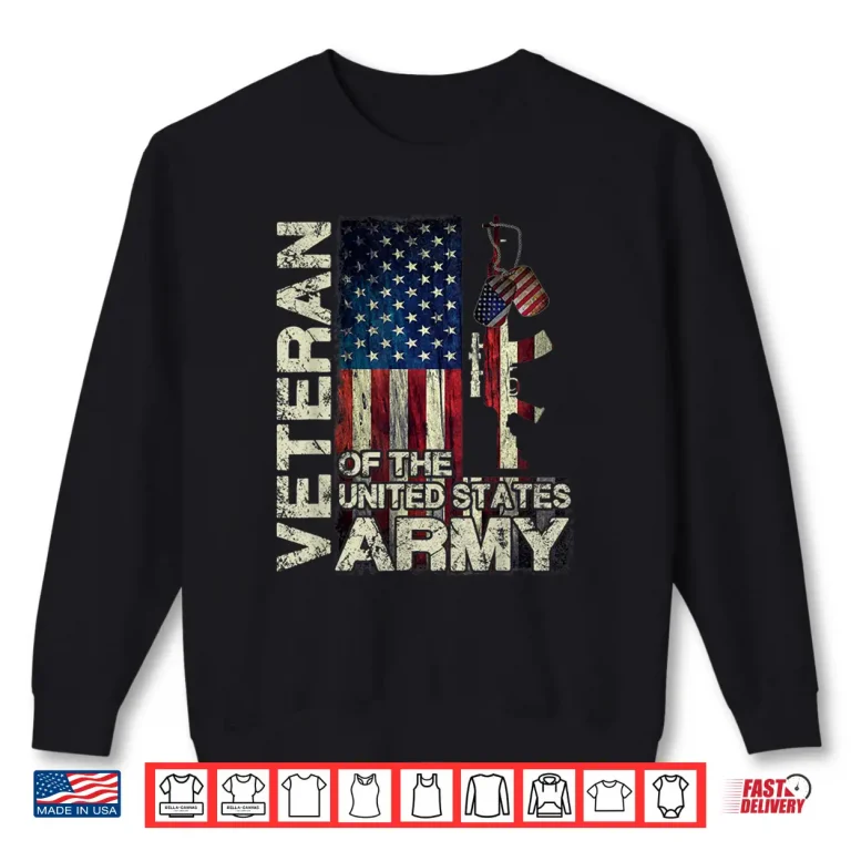 Sweatshirt Distressed American Flag US Army Veteran Gift Shirt