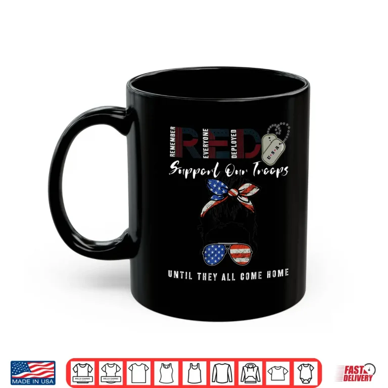 Mug On Friday We Wear Red Friday Military Support Troops US Flag Shirt