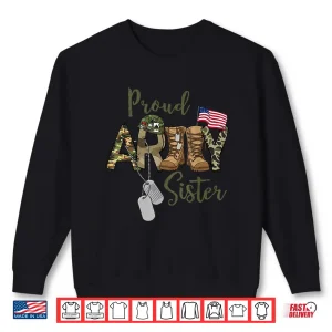 Sweatshirt Proud Army Sibling Military Sibling With Dog Tag US Flag Shirt