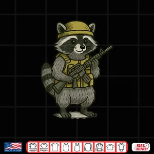 Design Tactical Raccoon Funny Military Warrior Animal Shirt