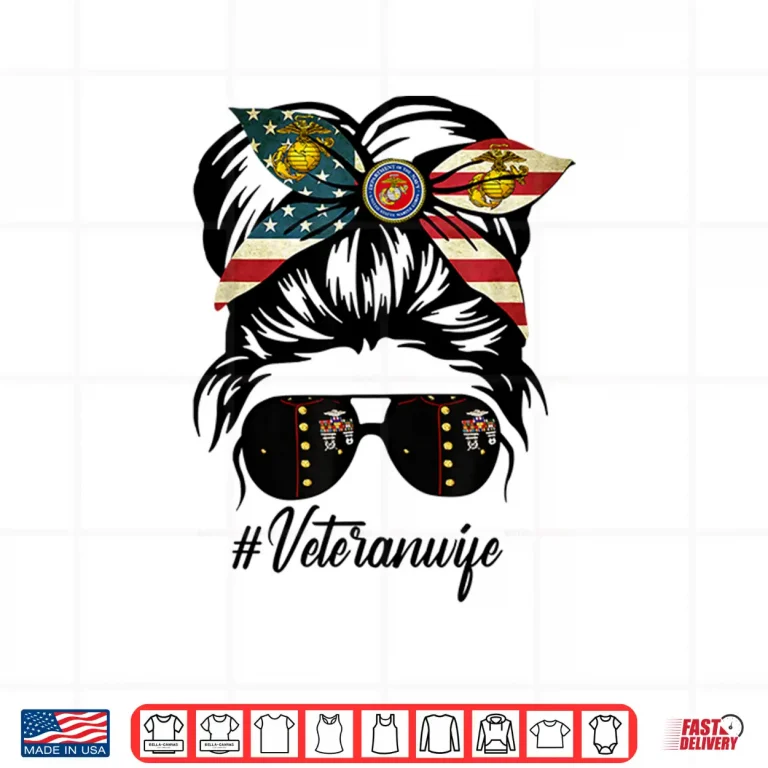 Veteran Spouse Military Patriotic Messy Bun Hair Shirt 4 Design Veteran Spouse Military Patriotic Messy Bun Hair Shirt