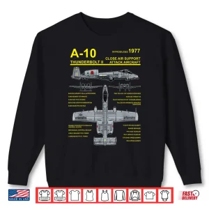 Sweatshirt A 10 Thunderbolt II Warthog Military Jet Blueprint Shirt