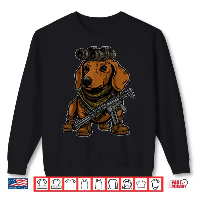 Sweatshirt Dachshund Dog With NVG Funny Tactical Wiener Military Meme Shirt