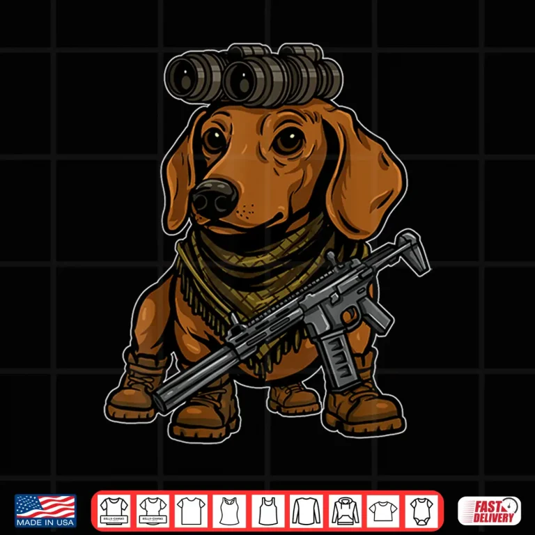 Design Dachshund Dog With NVG Funny Tactical Wiener Military Meme Shirt