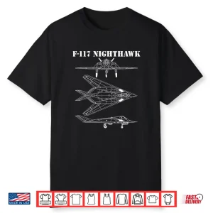F 117 Stealth Aircraft Nighthawk Schematic Military Jet F117 Shirt