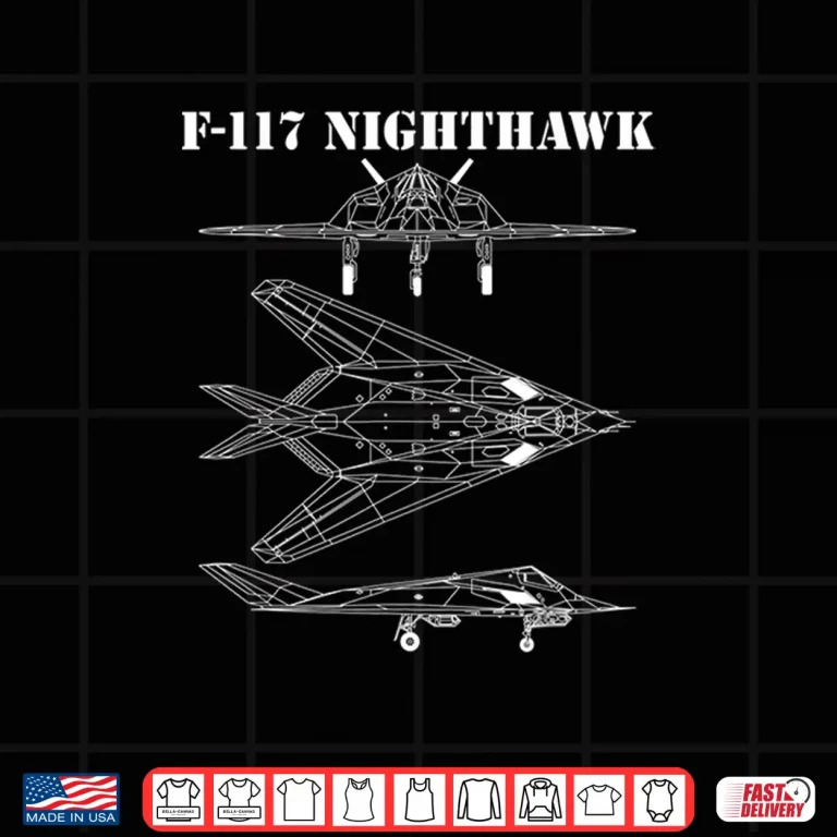 Design F 117 Stealth Aircraft Nighthawk Schematic Military Jet F117 Shirt