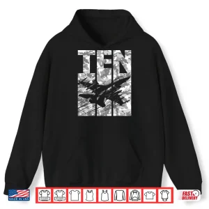 Hoodie Military Fighter Jet Camo Ten Year Old 10th Birthday Shirt