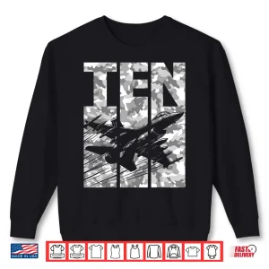 Sweatshirt Military Fighter Jet Camo Ten Year Old 10th Birthday Shirt
