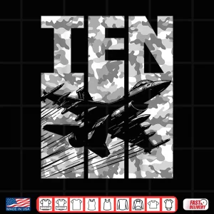 Design Military Fighter Jet Camo Ten Year Old 10th Birthday Shirt
