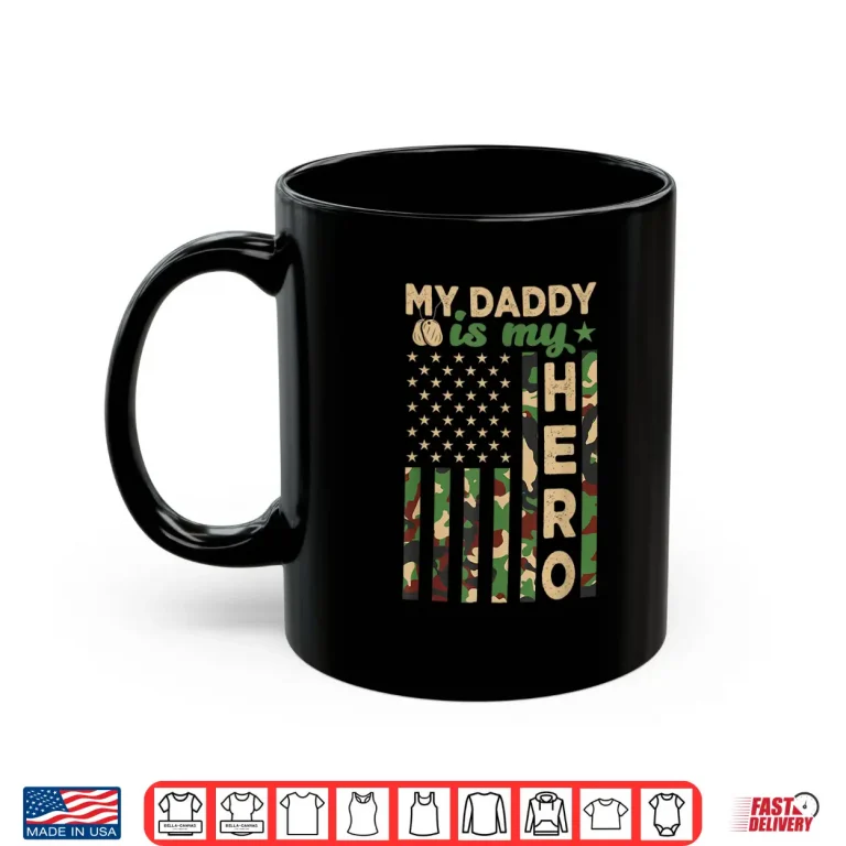 Mug My Parent Is My Hero Military Parent US Flag Fathers Day Shirt
