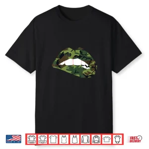 Camouflage Lips Mouth Military Kiss Me Biting Camo Shirt