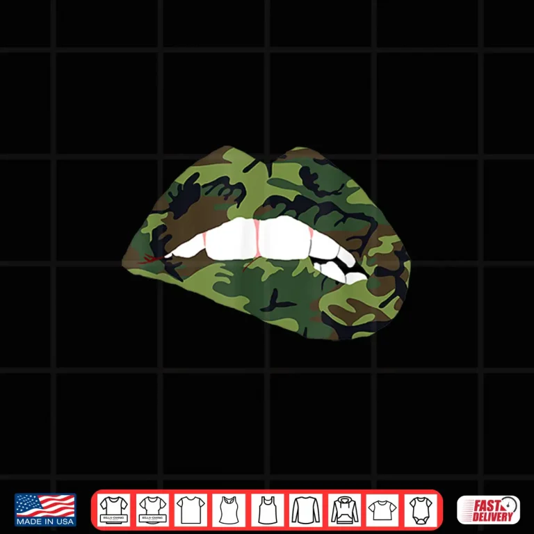 Design Camouflage Lips Mouth Military Kiss Me Biting Camo Shirt