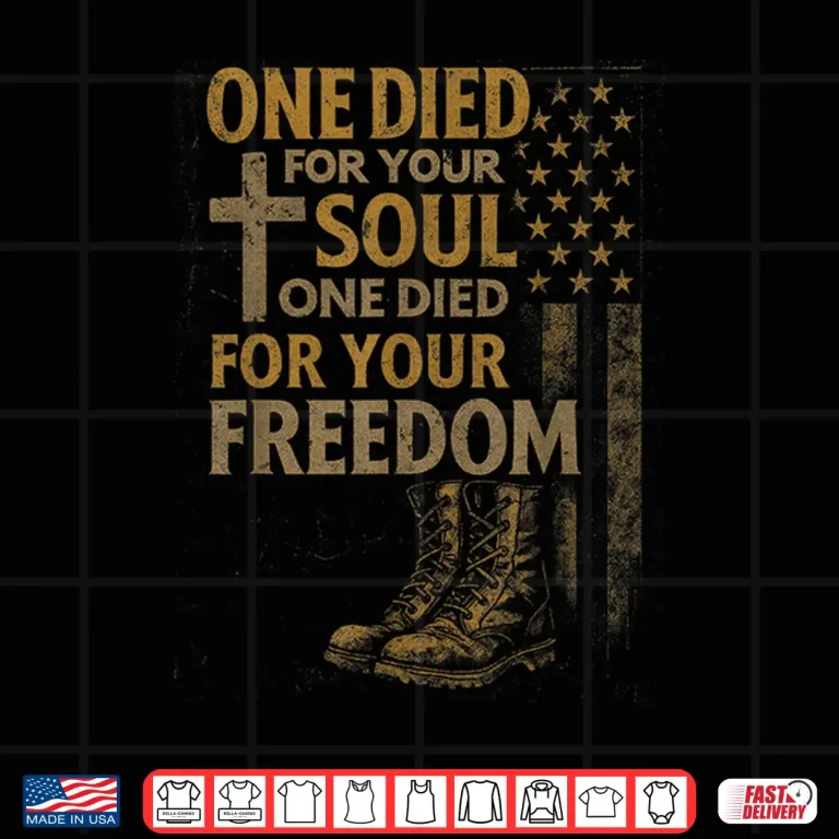 Design Christian Cross Military Veteran American Flag Faith Freedom Shirt