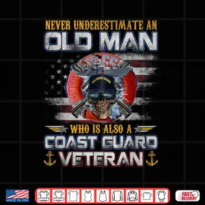 Design Never Underestimate a US Coast Guard Veteran Flag Shirt