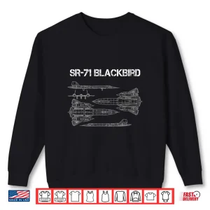 Sweatshirt SR 71 Blackbird Blueprint Air Force Military Jet Shirt