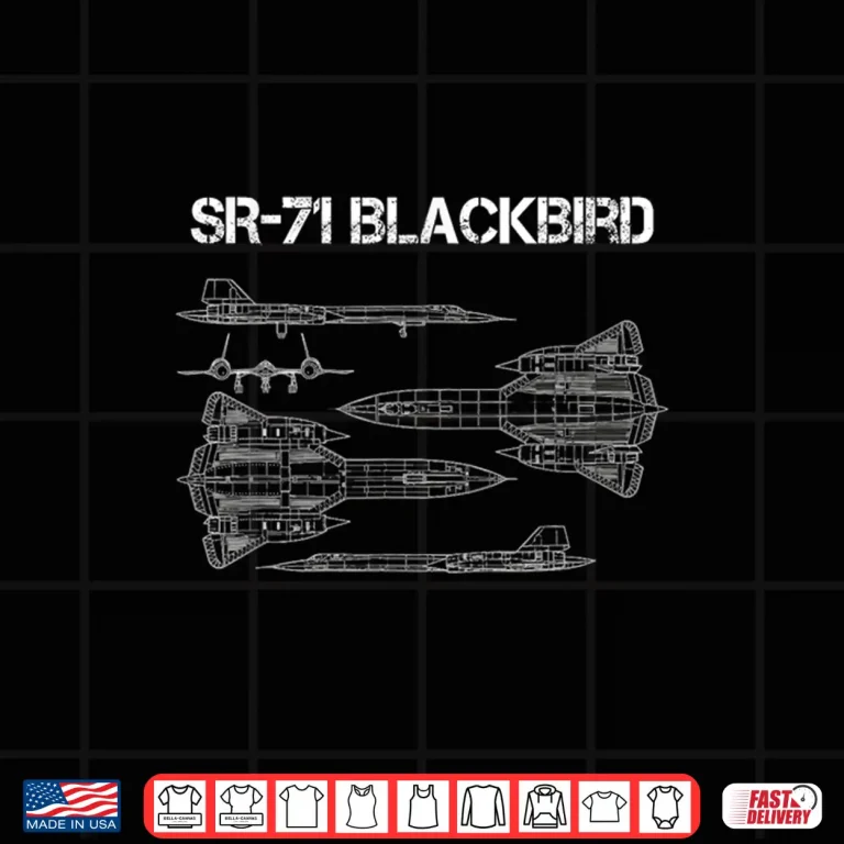 Design SR 71 Blackbird Blueprint Air Force Military Jet Shirt