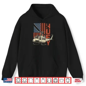 Hoodie UH 1 Huey Military Helicopter Aviation American Flag Gift Shirt