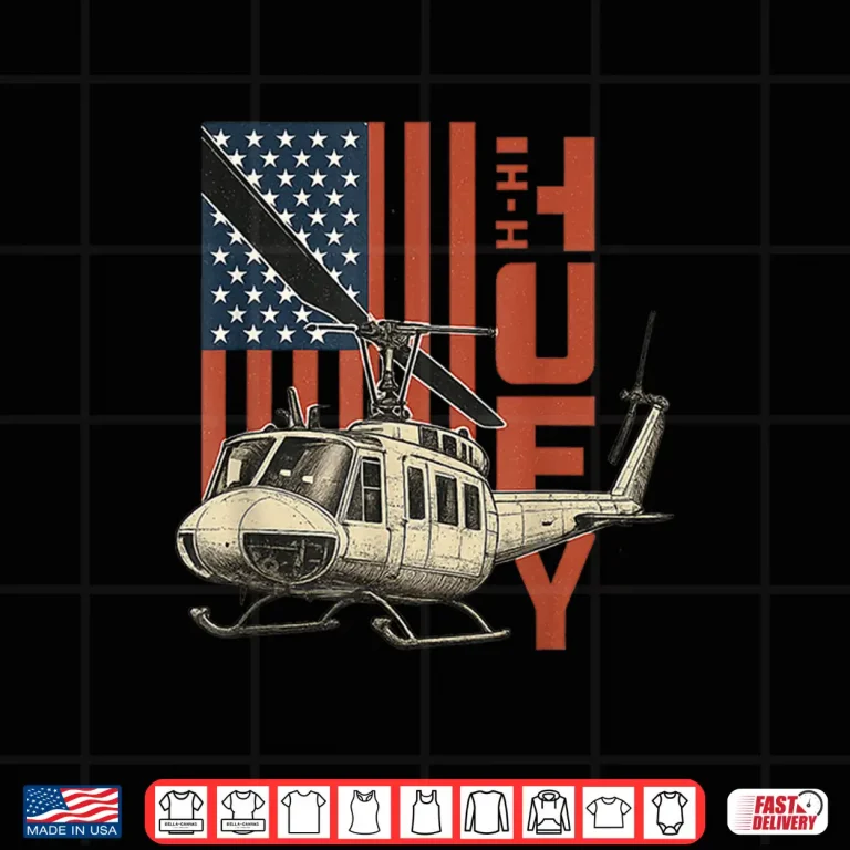 Design UH 1 Huey Military Helicopter Aviation American Flag Gift Shirt