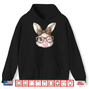 Hoodie Easter Bunny Cute Glasses Leopard Bunny Rabbit Easter Girls Shirt