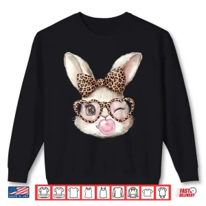Sweatshirt Easter Bunny Cute Glasses Leopard Bunny Rabbit Easter Girls Shirt