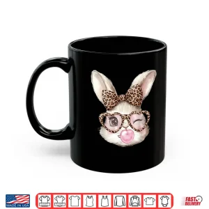 Mug Easter Bunny Cute Glasses Leopard Bunny Rabbit Easter Girls Shirt