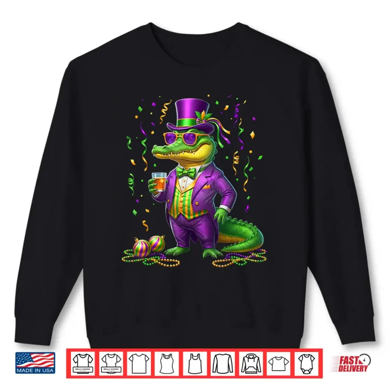 Sweatshirt Mardigator Funny Mardi Gras Alligator Outfit Men Women Kids Shirt