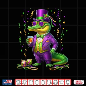 Design Mardigator Funny Mardi Gras Alligator Outfit Men Women Kids Shirt