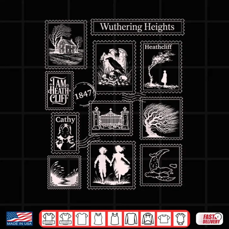 Design Wuthering Heights Gothic Book Lover Stamps Shirt