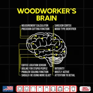 Design WoodworkerS Brain Woodworking Carpenter Shirt