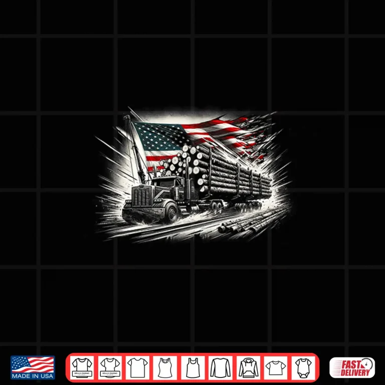 Design Logger With American Flag Logging Carpenter Vintage Shirt